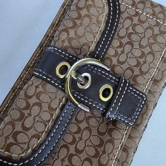 Coach Tan and Brown Wristlet Clutch - Picture 10 of 14